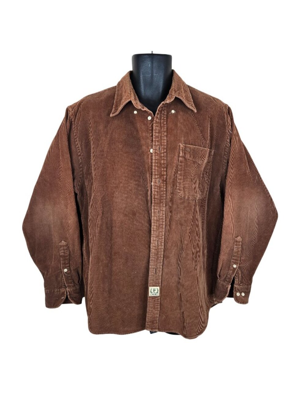 Vintage 80s Hunt Club Mens L Brown Corduroy Button-Up Shirt Long Sleeve